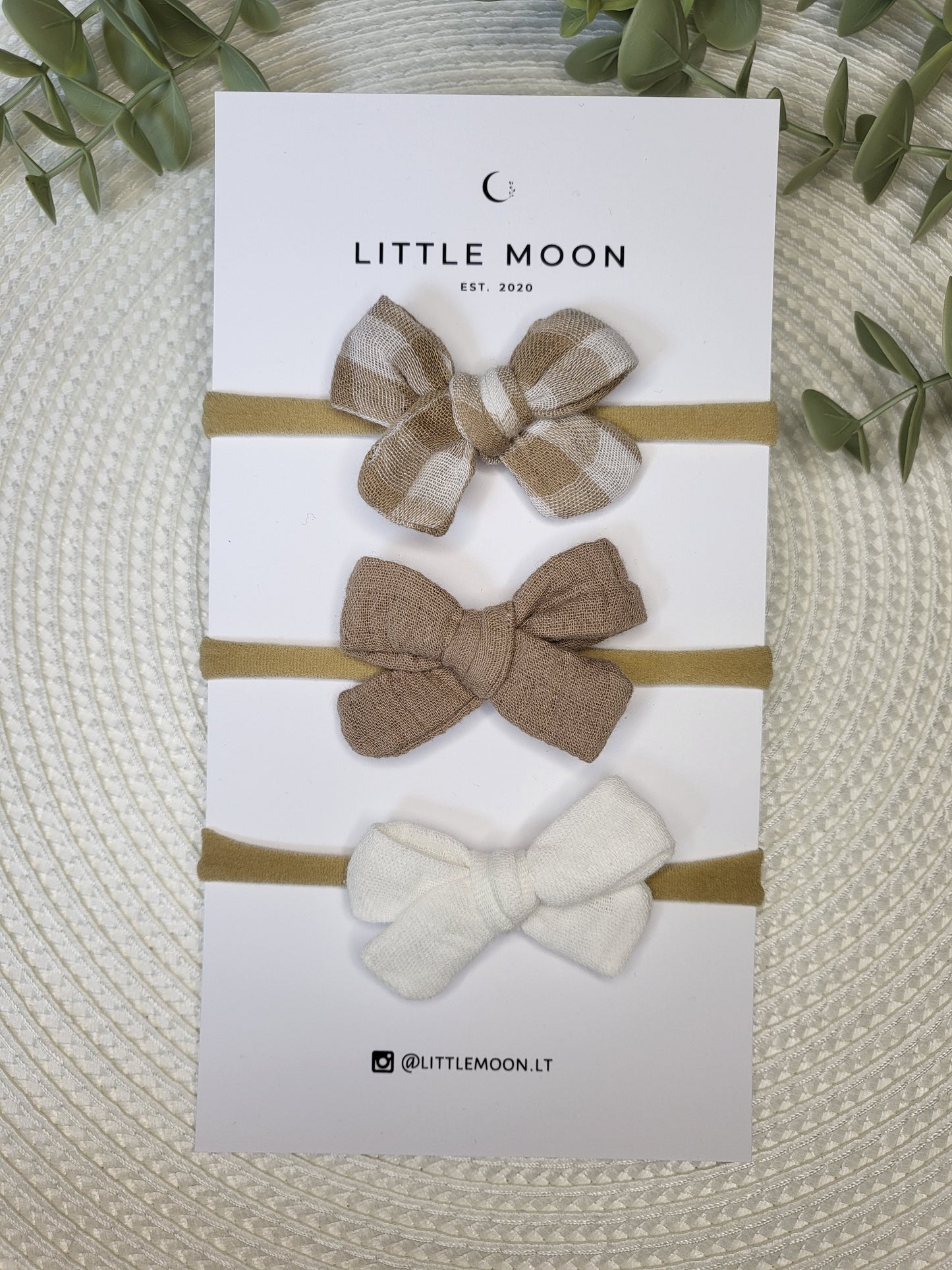 Mini galvajuosčių rinkinys Muslin White&Brown