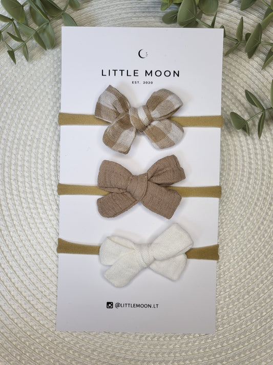 Mini galvajuosčių rinkinys Muslin White&Brown
