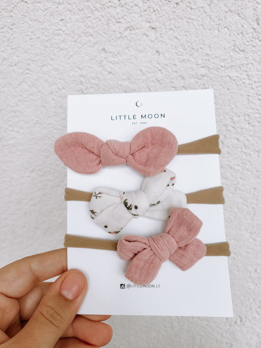 Mini galvajuosčių rinkinys Muslin White&Pink