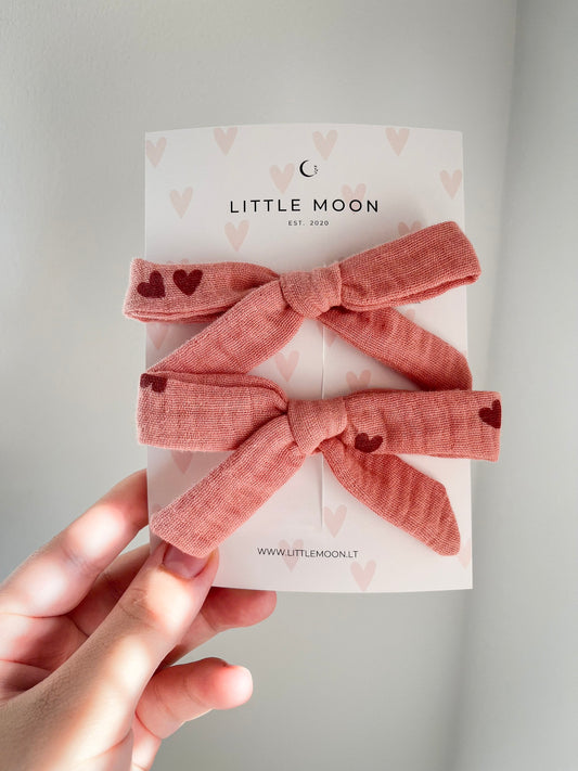 Segtukai arba galvajuostės kaspinėliai | Dusty pink hearts