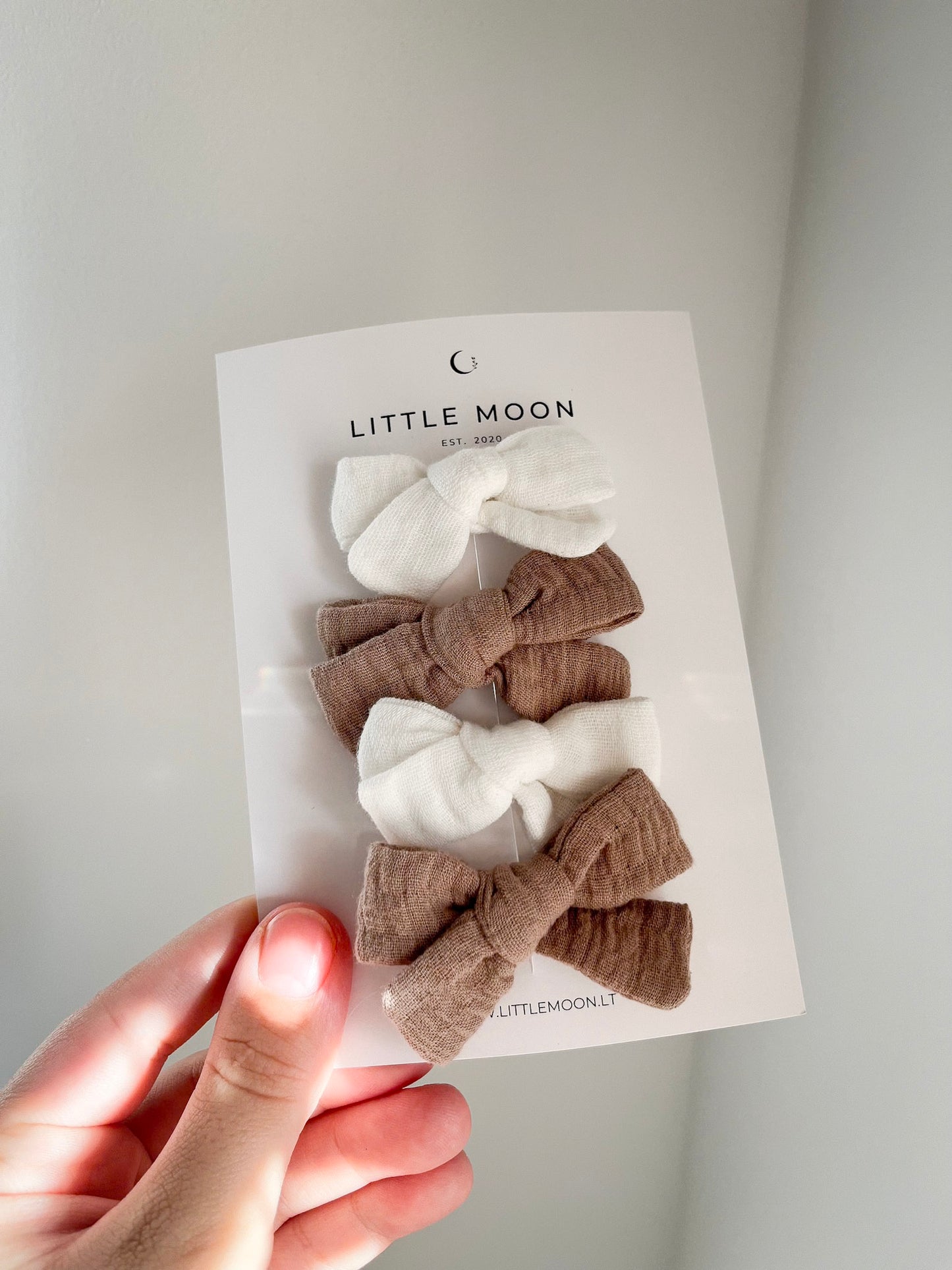 Plaukų segtukai kaspinėliai | White & Brown Mini