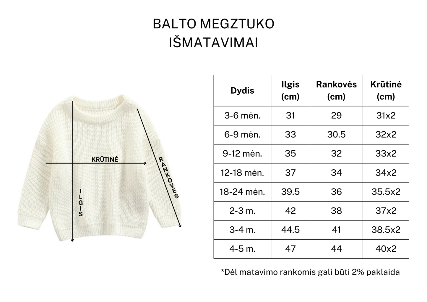Vardinis megztukas BALTAS