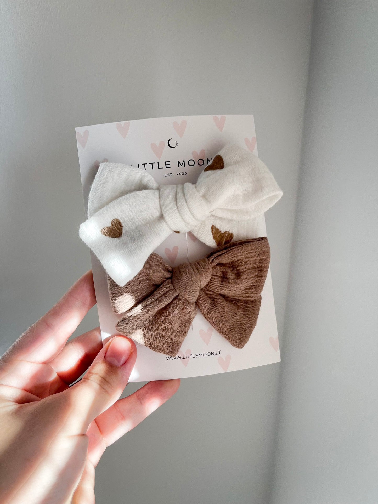 Plaukų segtukai kaspinėliai | Brown Hearts Maxi