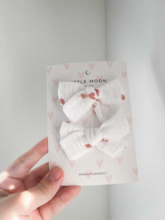 Plaukų segtukai kaspinėliai | White and Hearts Midi